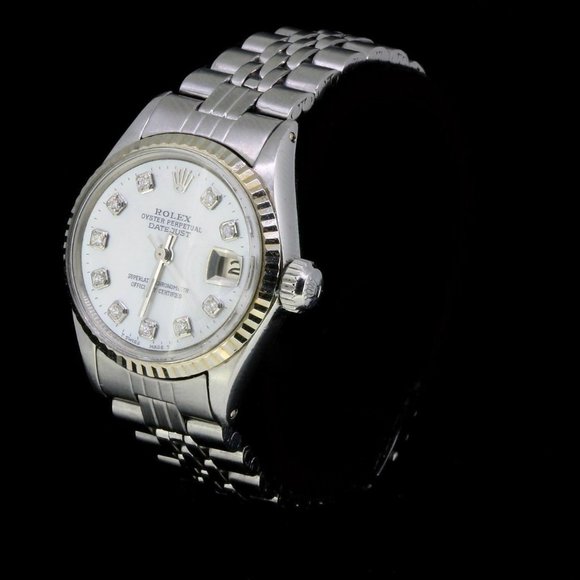 Rolex Ladies Datejust Date Oyster Steel Diamond Dial 14K White Gold Bezel Watch main image 9